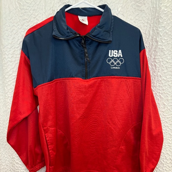2012 London Olympics Team USA Red & Navy Blue 1/4 Zip Pullover Jacket Si… - Picture 1 of 10
